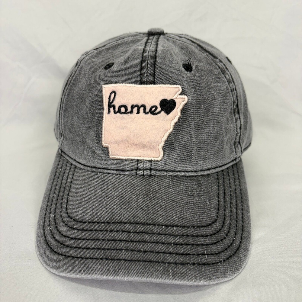Home Free Arkansas State Patch Hat Unisex OSFM Grey Distressed Leather Strap
